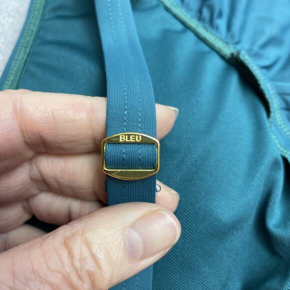 Bleu Rod Beattie One Piece Swimsuit Womens 12 Teal Plunge Ruffle Ladder Detail - Picture 10 of 12